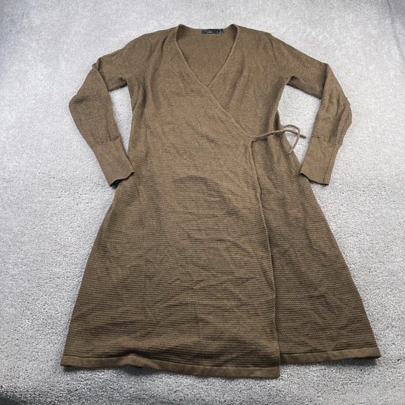 Prana Dress Womens Small Brown Bryce Bluff Wrap Tencel Blend Crossover V Neck - Picture 1 of 12